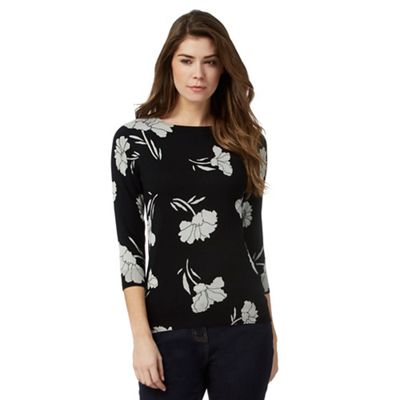 Black floral print jumper